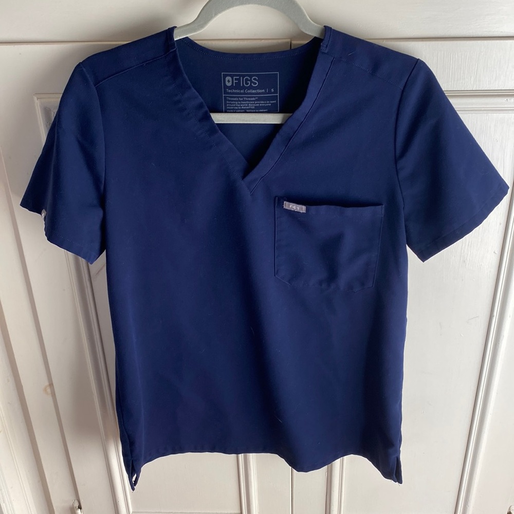 FIGS Catarina Scrub Top Navy Blue